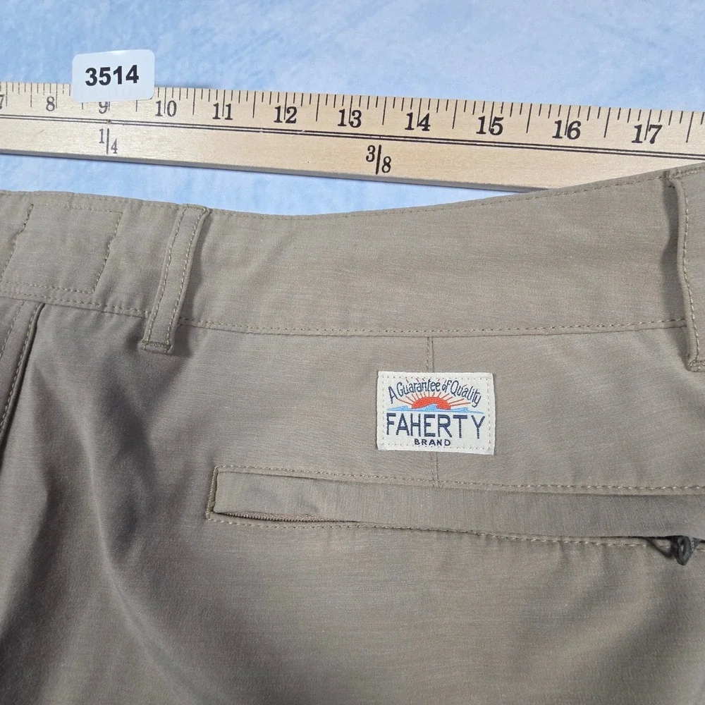 Faherty All Day Shorts Mens 36 Khaki Tan Hybrid Stretch Recycled Water Shorts